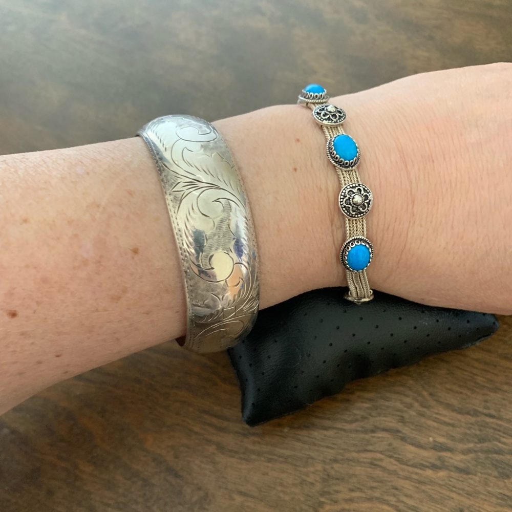 VINTAGE 925 STERLING SILVER BRACELET - Picture 10 of 11